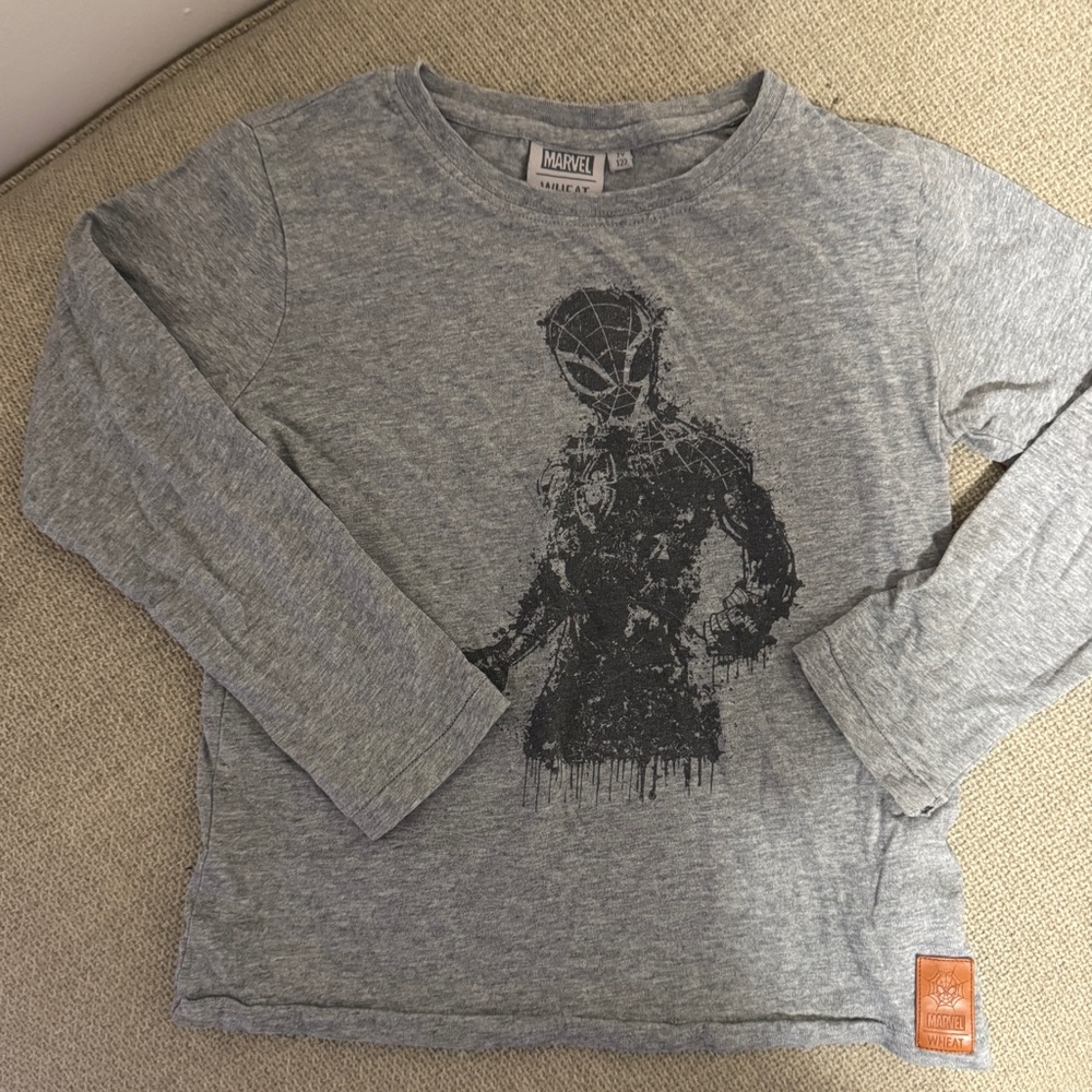 Wheat Kids x Marvel Gray Long Sleeve Tee with Action Graphic